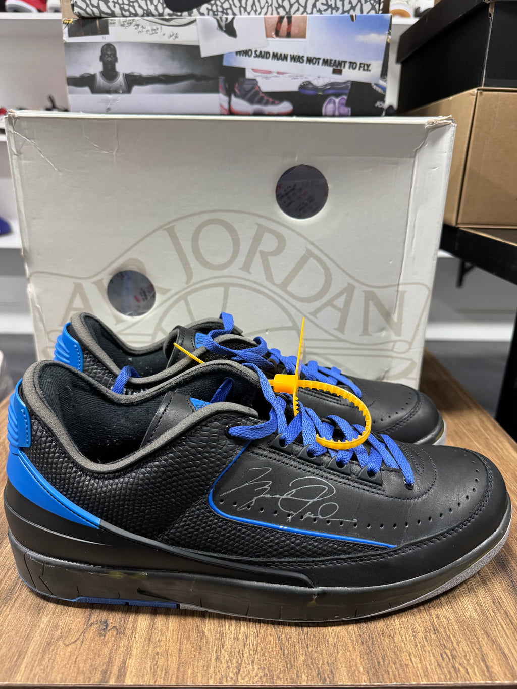 Jordan 2 Retro Low SP Off-White Black Blue (PRE-OWNED) SIZE-12
