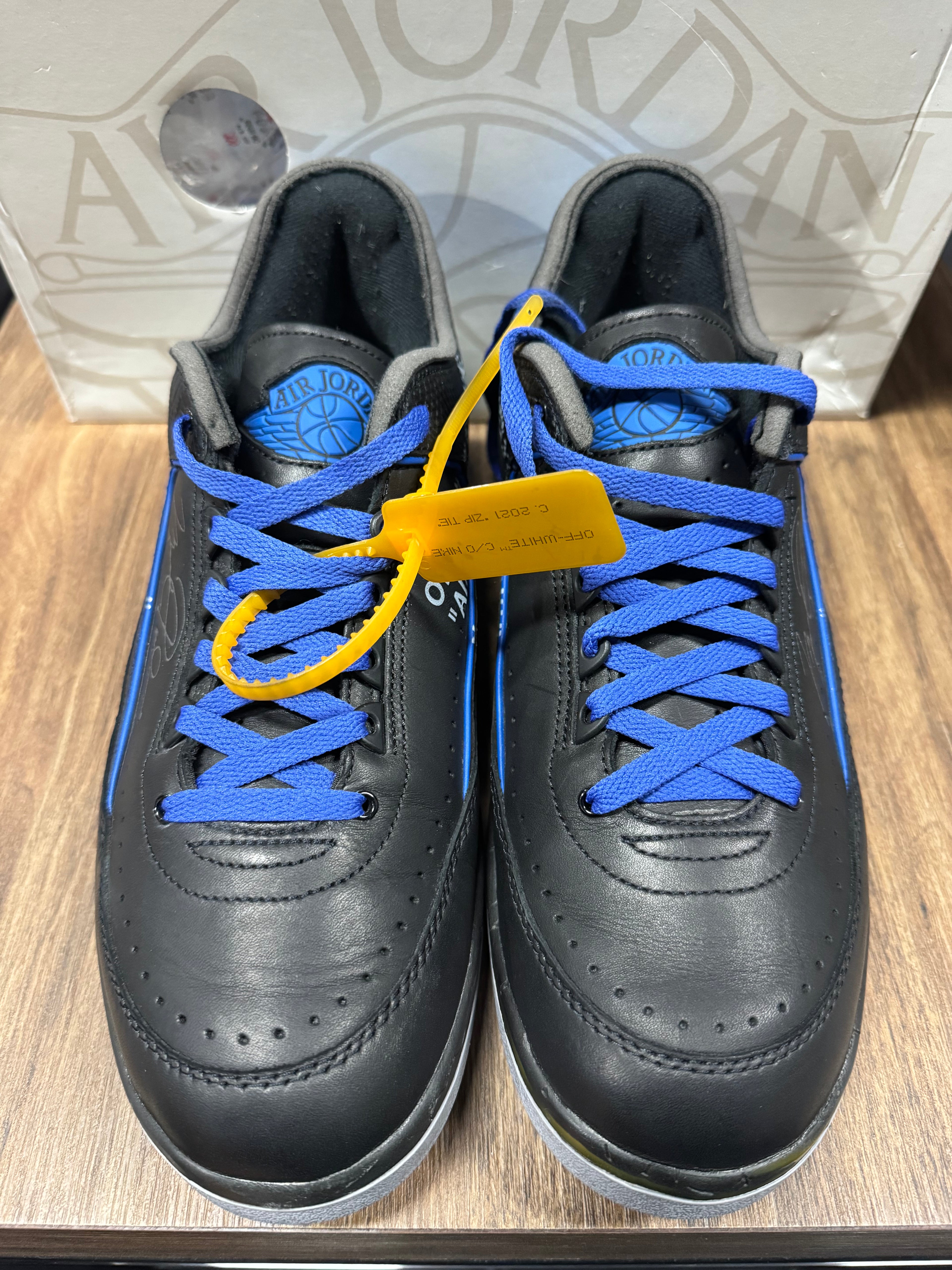Jordan 2 Retro Low SP Off-White Black Blue (PRE-OWNED) SIZE-12