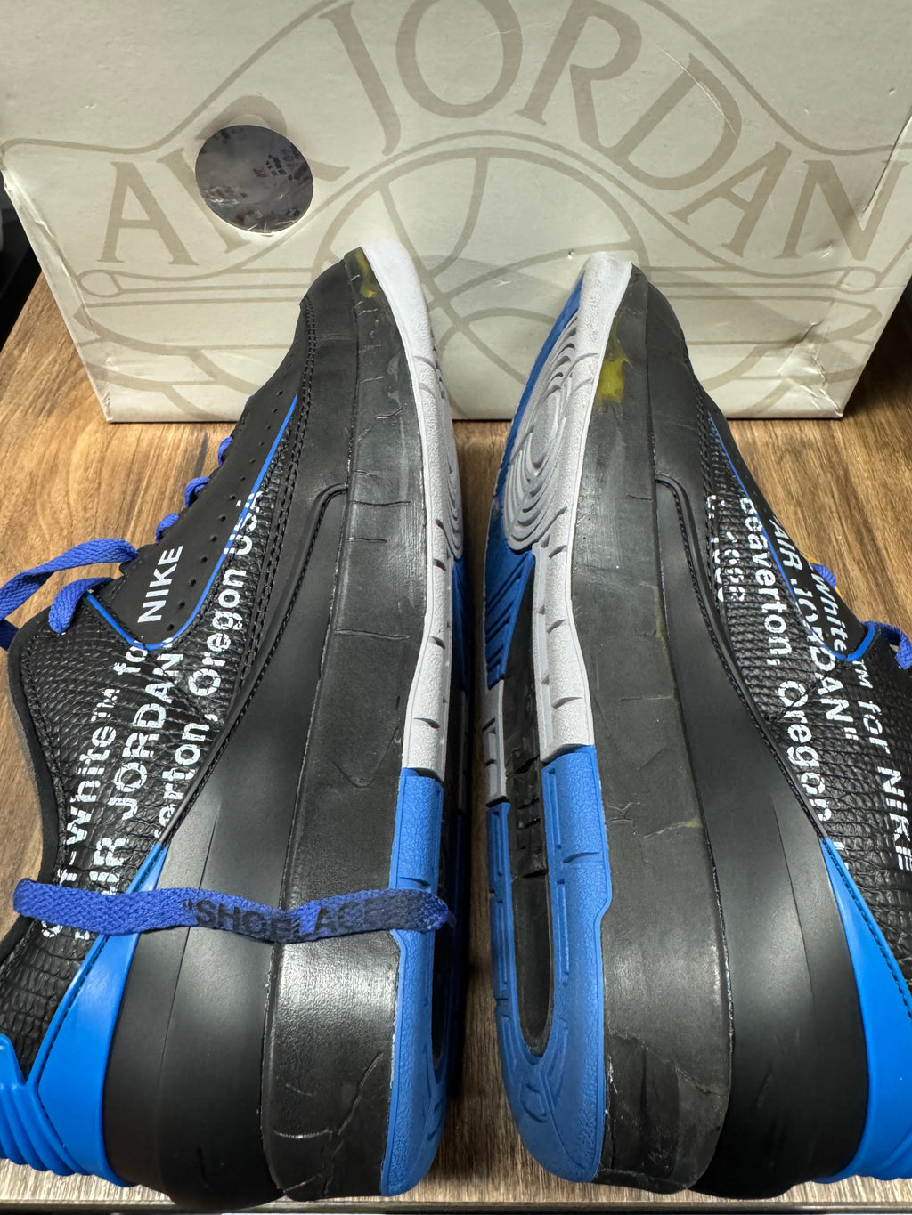 Jordan 2 Retro Low SP Off-White Black Blue (PRE-OWNED) SIZE-12