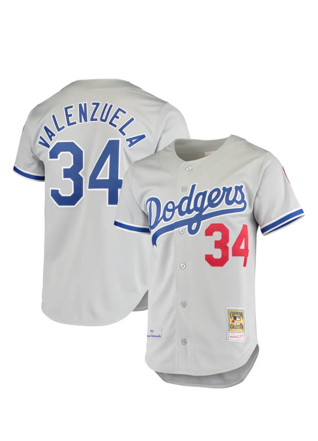 Men's Los Angeles Dodgers Fernando Valenzuela Mitchell & Ness Gray Road 1981 Cooperstown Collection Authentic Jersey