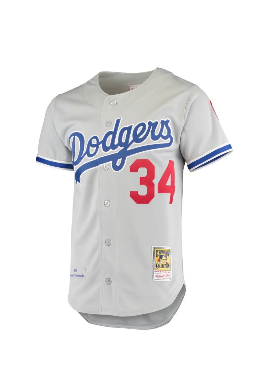Men's Los Angeles Dodgers Fernando Valenzuela Mitchell & Ness Gray Road 1981 Cooperstown Collection Authentic Jersey