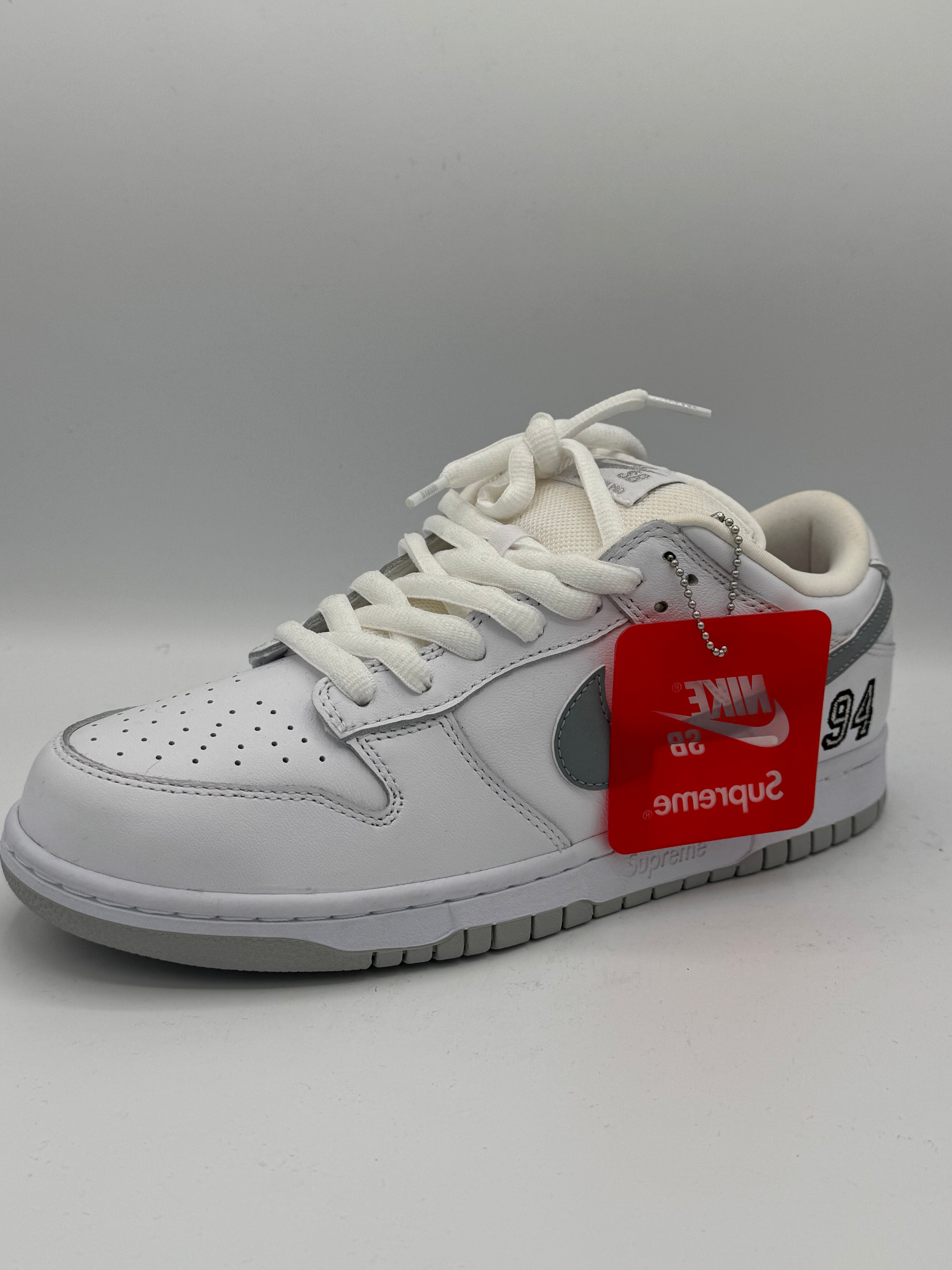 Nike SB Dunk Low Supreme 94 White Metallic Silver